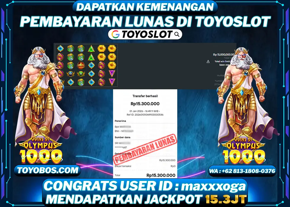 TOYOSLOT - BUKTI KEMENANGAN GATES OF OLYMPUS 1000 Rp13,500,000,- LUNAS